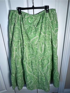 Talbots Green Paisley Tiered Maxi Skirt XL